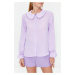Trendyol Lilac Baby Collar Pompom Detailed Regular Normal Fit Woven Shirt