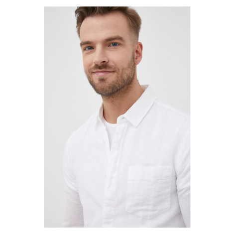 Plátěná košile Calvin Klein pánská, bílá barva, regular, s klasickým límcem, K10K108664