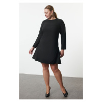 Trendyol Curve Black Basic Long Sleeve Hidden Zipper Mini Woven Plus Size Dress