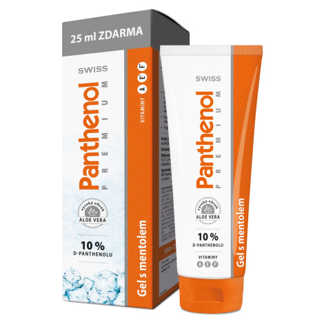 Swiss Premium Panthenol 10% chladivý gel s mentolem pro hydrataci podrážděné pokožky 125 ml