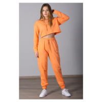 Madmext Mad Girls Women's Orange Hoodie and Tracksuit Set