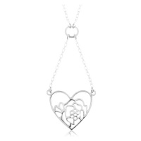 Stříbrný náhrdelník 925, řetízek a přívěsek - obrys srdce a květu