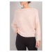 armonika Women's Powder Bat Sleeve Fluffy Knitwear Sweater