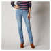 Blancheporte Rovné džíny s výšivkou "srdíček" sepraná modrá