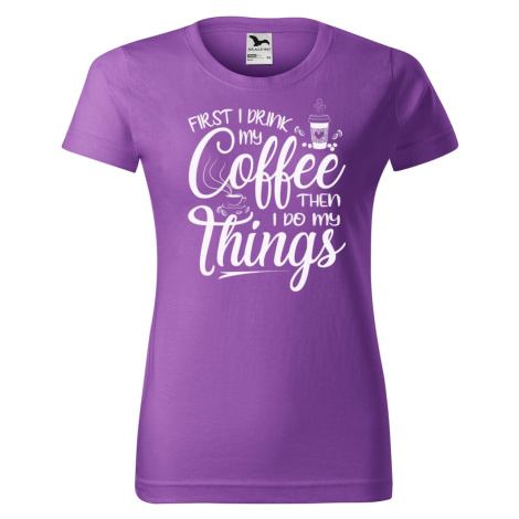 DOBRÝ TRIKO Dámské tričko s potiskem Coffee Barva: Fialová
