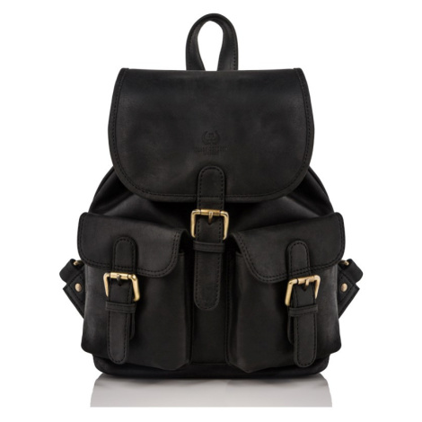 Dámský kožený módní klasický batoh Kabelky od Hraběnky; černá SKL