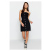 Trendyol Black Front Buttoned Mini Denim Dress