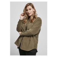 Dámská košile // Urban classics Ladies Corduroy Oversized Shirt olive