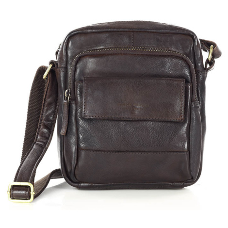 Pánská kožená taška přes rameno Mazzini VS24 tmavě hnědá Marco Mazzini handmade