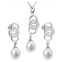 Evolution Group Souprava stříbrných šperků s pravými perlami Pavona 29036.1 (náušnice, řetízek, 