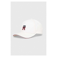 Bavlněná baseballová čepice Tommy Hilfiger bílá barva, s aplikací