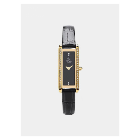 Dámské hodinky s černým koženým páskem Royal London 2018