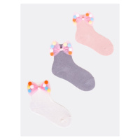 Yoclub Kids's Girls' Cotton Socks With A Bow 3-Pack SKA-0092G-000B