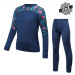Sensor Merino impress dětské spodky - set tričko a spodky Deep blue/floral