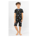 Dětské pyžamo šortky Vienetta Secret Vesmír | černá