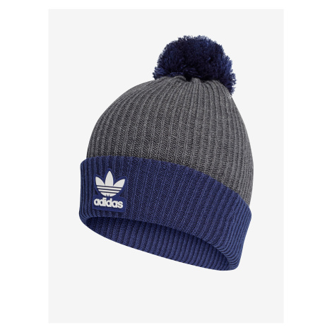 Modro-šedá dámská čepice adidas Originals Pom Beanie - Dámské