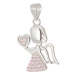Stříbrný přívěšek anděl s růžovými zirkony STRZ1004F
