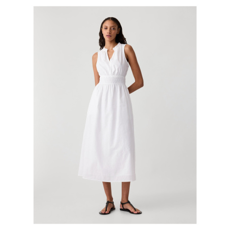 Bílé dámské lněné maxi šaty GAP