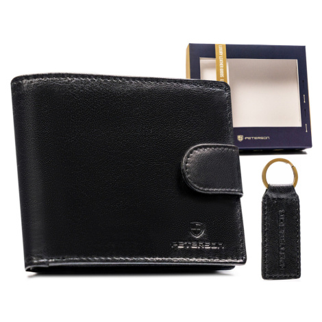 Dárková sada: pánská kožená peněženka a klíčenka Peterson