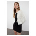 Trendyol Ecru Crop Soft Textured Ribbon/Bow Detailed Knitwear Cardigan