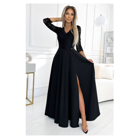 Numoco Černé společenské šaty s krajkou