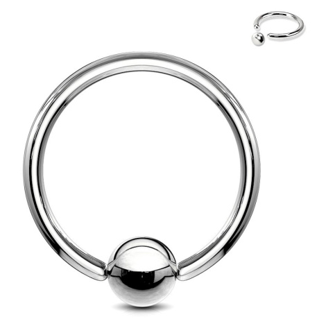 Piercing stříbrné barvy z chirurgické oceli - kroužek s kuličkou, tloušťka 2,4 mm - Tloušťka x p Šperky eshop