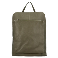 Prostorný dámský kožený batoh Jean, tmavě zelený