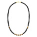 Manoki Pánský korálkový náhrdelník Thomas - 6 mm Onyx, Tygří Oko WA764BA Černá 46 cm