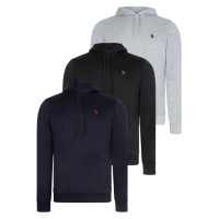 TRIPLE SET V4011 DEWBERRY MEN'S HOODED SWEATSHIRT-BLACK-NAVY-GREY