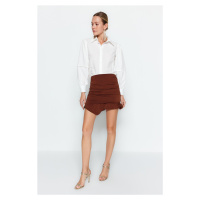 Trendyol Brown Fitted Knitted Draped Skirt