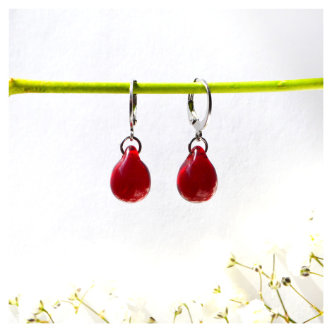 Šperk z pravého českého skla - Náušnice Kapka lásky