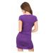 Dlouhé šaty s řasením a krátkým rukávem barva fialová