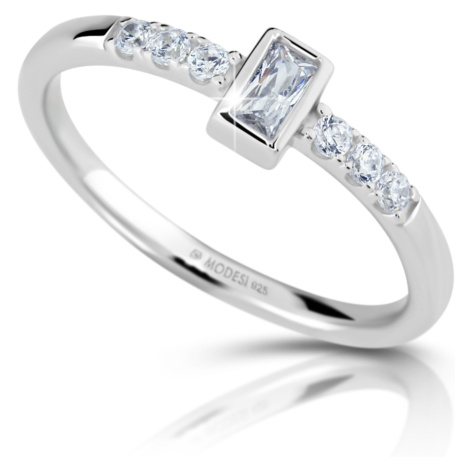 Modesi Stříbrný zásnubní prsten se zirkony M01015
