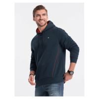 Ombre Men's hoodie with zippered pocket - navy blue