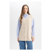 DEFACTO Regular Fit V Neck Side Slit Knitwear Sweater Tunic