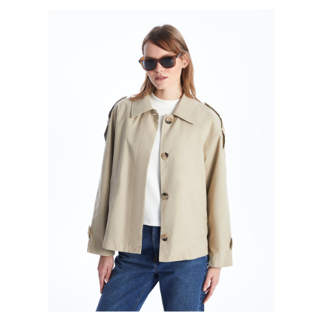 LC Waikiki Women's Shirt Collar Plain Trench Coat