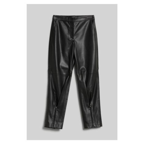 Kalhoty karl lagerfeld faux leather zip pants černá