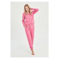 Dámské zateplené pyžamo Erika růžové s hvězdičkami