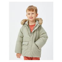 Koton Hooded Coat Plush Lined Padded Pocket