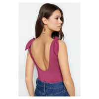 Trendyol Fuchsia Lace-Up Detailed Pool Collar, Low-Cut Back Knitted Body
