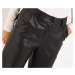 Dámské černé koženkové kalhoty volné s pásky