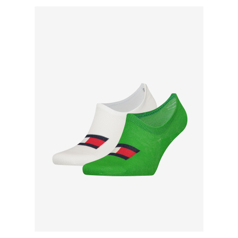 Sada dvou párů ponožek v bílé a zelené barvě Tommy Hilfiger Underwear