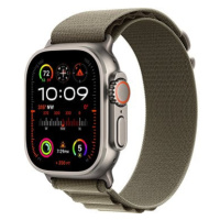 Apple Watch Ultra 2 49mm titanové pouzdro s olivovým alpským tahem - Medium