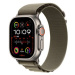 Apple Watch Ultra 2 49mm titanové pouzdro s olivovým alpským tahem - Medium