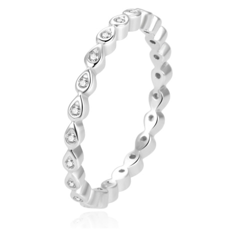 Beneto Třpytivý stříbrný prsten AGG371L 52 mm