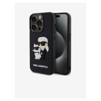 Karl Lagerfeld 3D Rubber Karl and Choupette Zadní Kryt pro iPhone 15 Pro Black