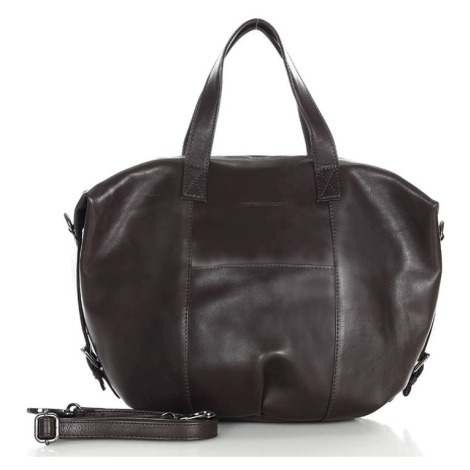 Kožená kufříková kabelka Mazzini VS59 tmavě nědá Marco Mazzini handmade