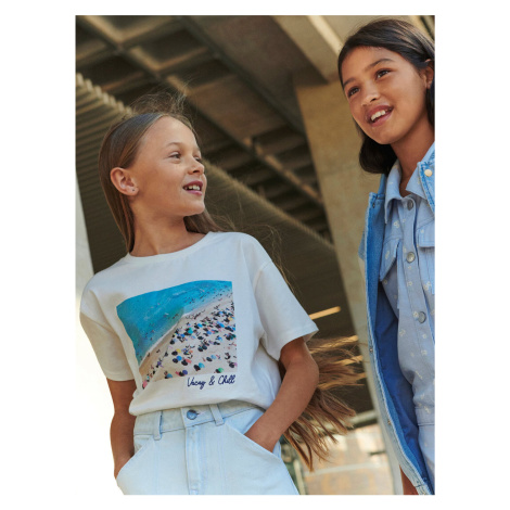 Krémové holčičí tričko z čisté bavlny Marks & Spencer