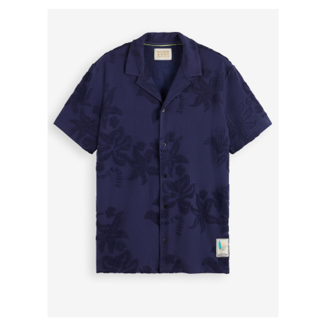 Tmavě modrá pánská košile Scotch & Soda Terry Jacquard