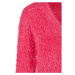 Ladies Cropped Feather Cardigan - hibiskus pink
